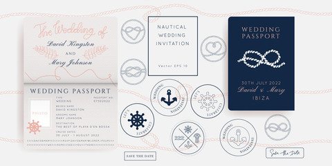 Fototapeta premium Nautical wedding vector design