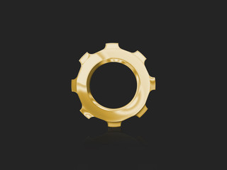Gold gear on a dark gray smooth background