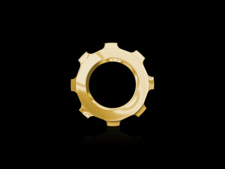 Gold gear on a smooth black background
