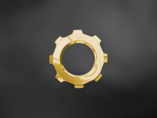Gold gear on a gradient textured black background