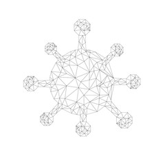 Fototapeta premium Low Poly Triangular Polygonal Virus Strain Model of Novel Coronavirus 2019-nCoV Covid-19.