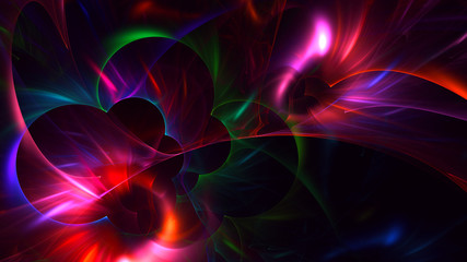 3D rendering abstract red fractal light background