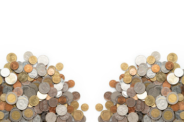 Thai Baht Coins Is the currency of Thailand. For business. Space for text on White background