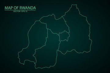 Fototapeta premium Rwanda map filled with light blue gradient. High resolution. Mercator projection, High Detailed Blue Map of Rwanda isolated on white background. Vector illustration eps 10. - Vector
