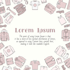 Fashion - card with text and vector color illustrations of men's clothing for graphic design
