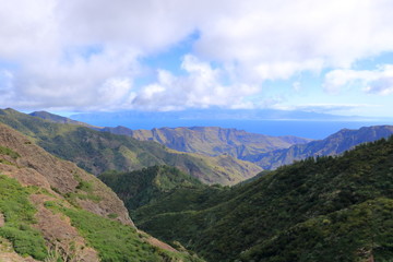 Area around the Picturesque rock Roque de Agando on the island of La Gomera, Canary Islands, Spain