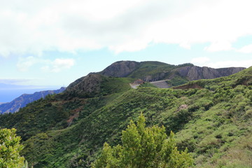 Fototapeta na wymiar Area around the Picturesque rock Roque de Agando on the island of La Gomera, Canary Islands, Spain