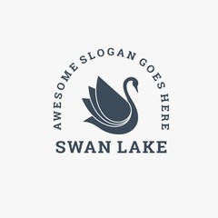 Vector Logo Illustration Swan Vintage Badge Style.