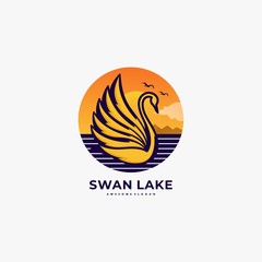 Vector Logo Illustration Swan Mascot Cartoon Style. © Artnivora