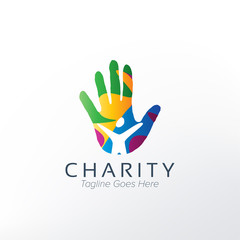 Obraz premium Colorful Hand Logo Template for Charity or Philanthropies