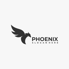 Fototapeta premium Vector Logo Illustration Fly Phoenix Silhouette Style.