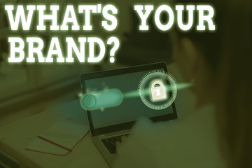 Text sign showing Whats Your Brand Question. Business photo text asking about product logo does or...
