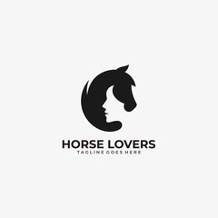 Vector Logo Illustration Horse Lovers Dual Meaning Style.