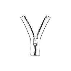 Zipper line icon. Freehand outline zipper. Black ink hand drawn object ,  doodle, cartoon. 