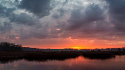 Poranek nad Stawami Dojlidzkimi, Białystok, Dojlidy, Podlasie, Polska