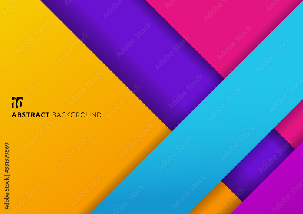 Poster abstract background geometric stripes colorful overlapping layer with shadow