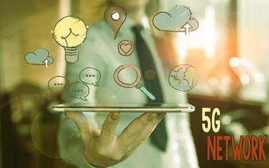 Conceptual hand writing showing 5G Network. Concept meaning greatly increase the speed and responsiveness of wireless network
