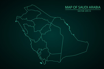 Saudi Arabia map - blue geometric rumpled triangular low poly style gradient graphic background , polygonal design for your . Vector illustration eps 10. - Vector