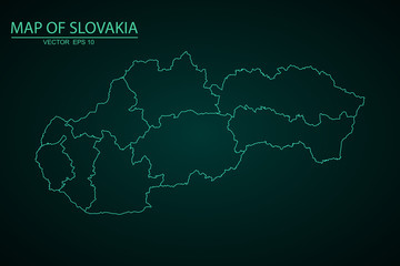 Slovakia map,border with purple,turquoise gradient. Vector illustration, High detailed blue vector map - Slovakia, Slovakia map filled with light blue gradient. High resolution. Mercator projection.