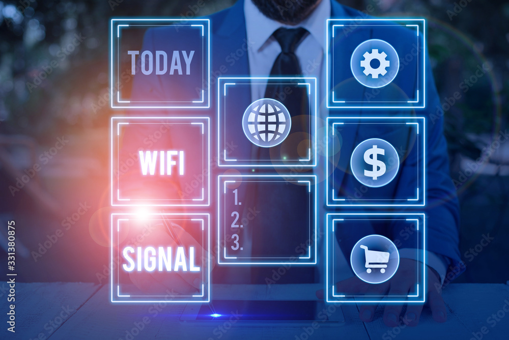 Poster word writing text wifi signal. business photo showcasing provide wireless highspeed internet and net