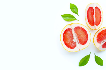 High vitamin C. Juicy grapefruit on white.