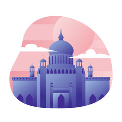 Fototapeta premium mosque flat design illustration. tour travel. city tourism. historical place. beautiful islamic mosque 