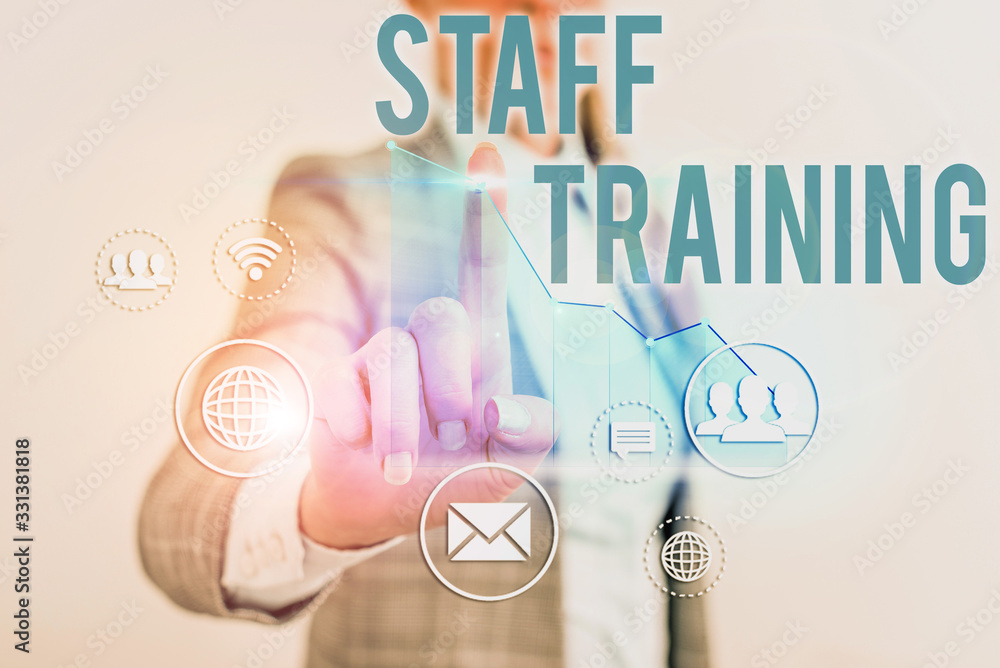 Poster text sign showing staff training. business photo text learn specific knowledge improve performance i