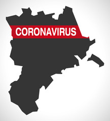 Luzern SWITZERLAND canton map with Coronavirus warning illustration