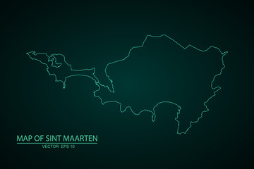 Map blue of Sint Maarten, High detailed blue vector map – Sint Maarten map. - Vector