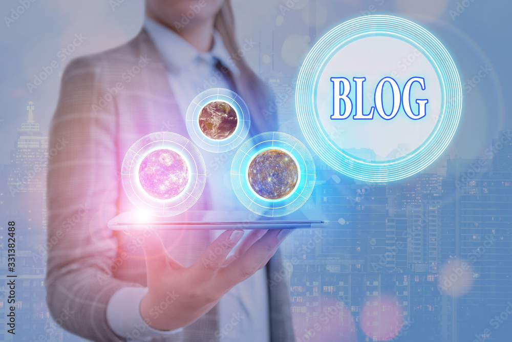 Poster conceptual hand writing showing blog. concept meaning regularly updated website web page run by indi