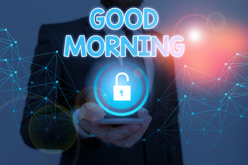 Word writing text Good Morning. Business photo showcasing expressing good wishes on meeting or...