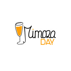 Mimosa day vector illustration. Mixed drink with orange juice. Mimosa isolated on a white background vector illustration. 