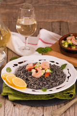 Squid ink risotto.	