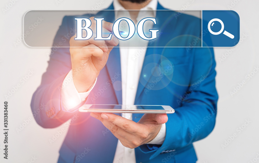 Poster writing note showing blog. business concept for regularly updated website web page run by individual