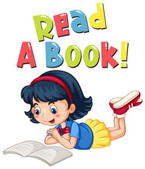 Font design for word read a book with girl reading