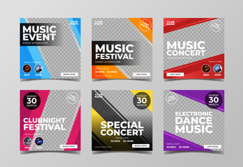 Music festival banner for social media post template