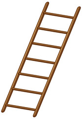 Wooden ladder on white background
