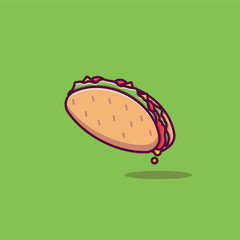 taco Vector Icon Illustration. Fast Food Collection. food Cartoon Style Suitable for Web Landing Page, Banner, Sticker, Background.