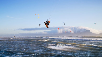 Kite Surf Table Mountain Landscape Cape Town, South Africa