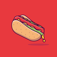 hotdog Vector Icon Illustration. Fast Food Collection. food Cartoon Style Suitable for Web Landing Page, Banner, Sticker, Background.