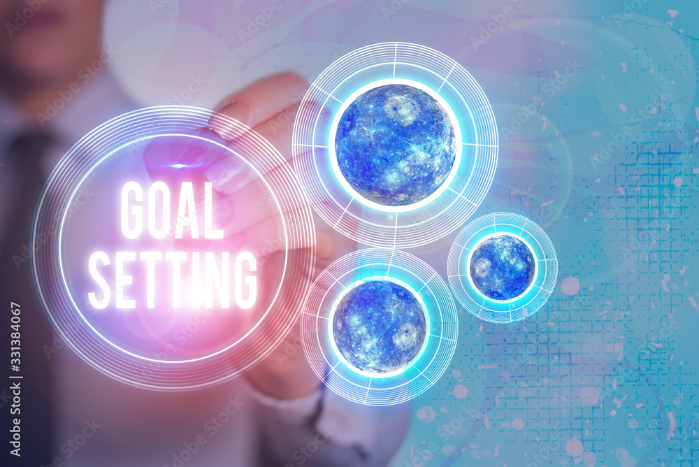 Poster word writing text goal setting. business photo showcasing process of identifying something that you 