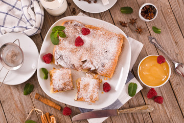 Bougatsa - Greek puff pastry with cream.