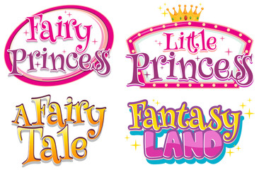 Font design for four phrases related to fairy tale