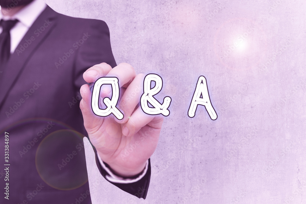Poster writing note showing q and a. business concept for a period of time or an occasion when someone answ