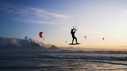Kite Surf Table Mountain Landscape Cape Town, South Africa - Powered by Adobe