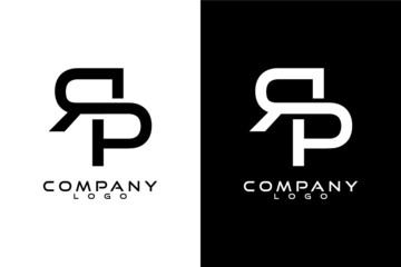 RP, PR Logo Template Vector Design with black and white background 