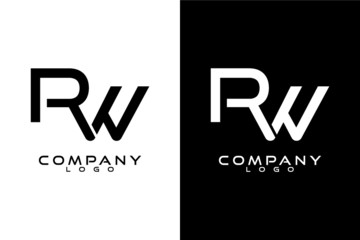 Letter RW, WR Logo Template Vector Design with black and white background 