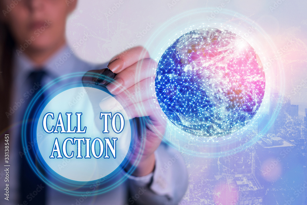 Poster word writing text call to action. business photo showcasing exhortation do something in order achiev