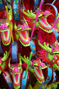 Chinese dragon paper handcraft for sale at the Chinese opera festival