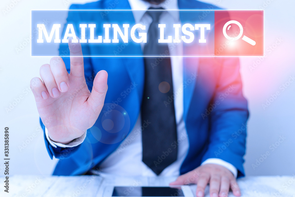 Poster handwriting text writing mailing list. conceptual photo list of showing who subscribe to a periodic 